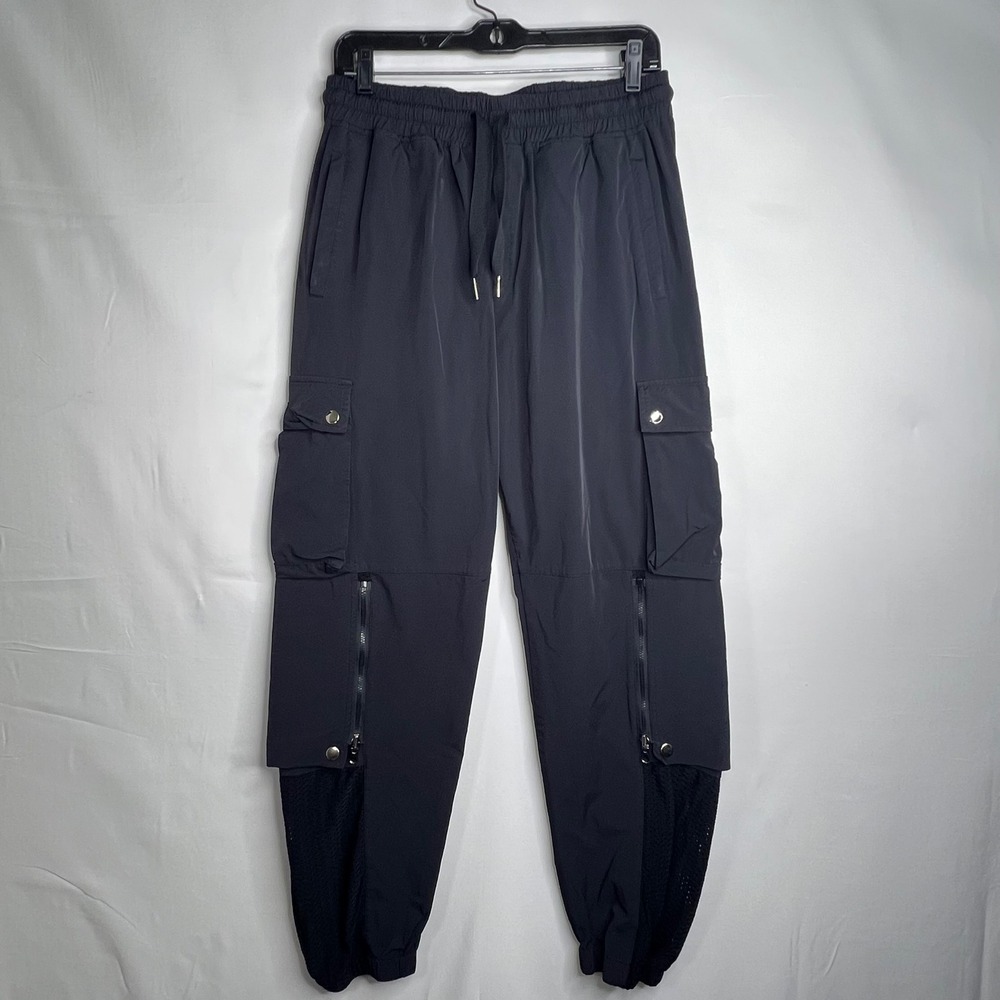 STAYDIUM Black‎ Cargo Joggers Womens XL Techwear Mesh Zipper Pockets Streetwear